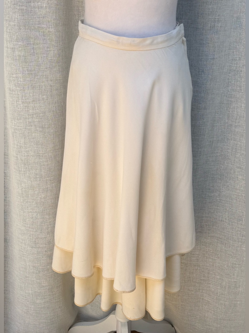 Vintage Pierre Balmain off white ivory midi tiered bias skirt